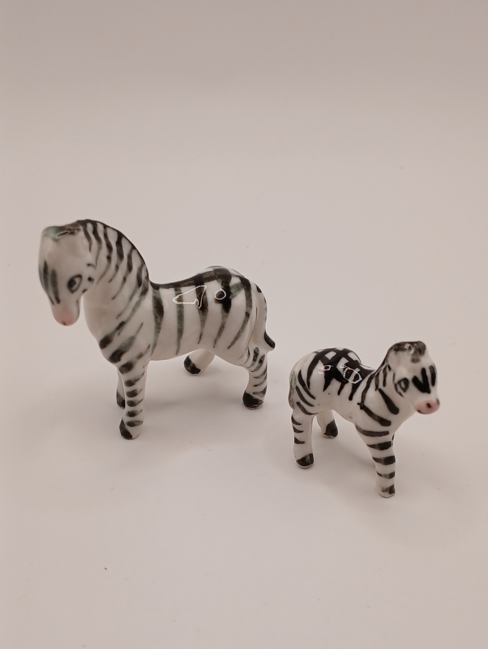 Pair Miniature Bone China Zebras